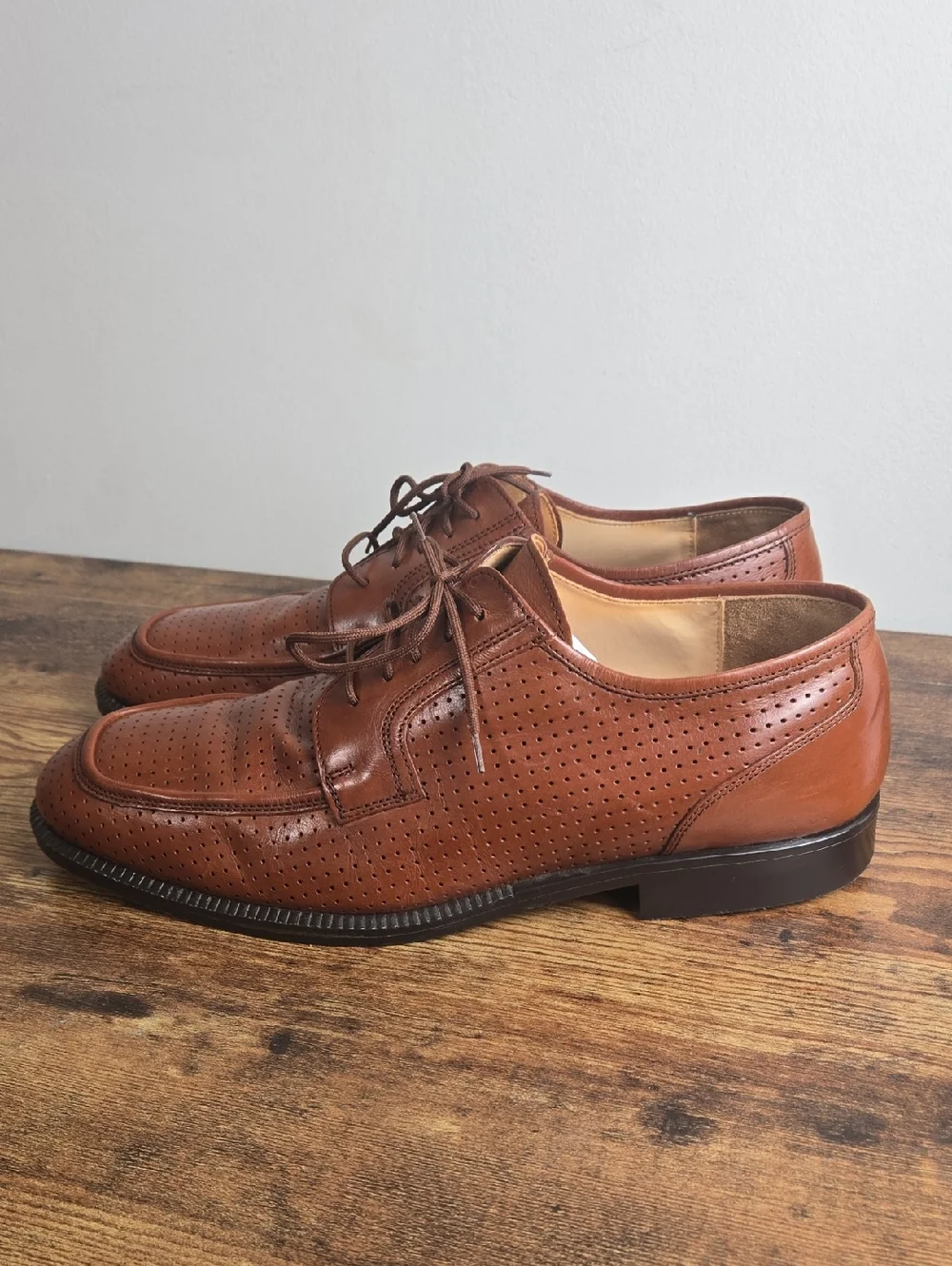 Stuart McGuire Dress‎ Shoes Mens 12 D Brown Leather Perforated Moc Toe Italy